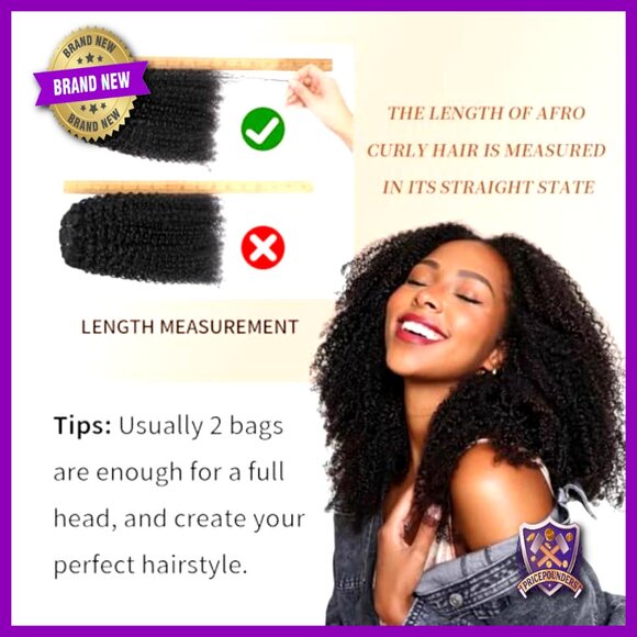 Afro Kinky Curly Clip-In Human Hair Extensions 14 Inch 120g 8 Pieces main image 4